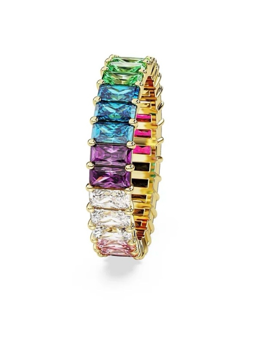 Swarovski Multicolored Baguette Cut Gold-Tone Plated Matrix Ring size 6.5 - Picture 7 of 16